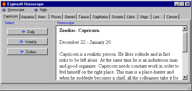Erginsoft Horoscope Screenshot